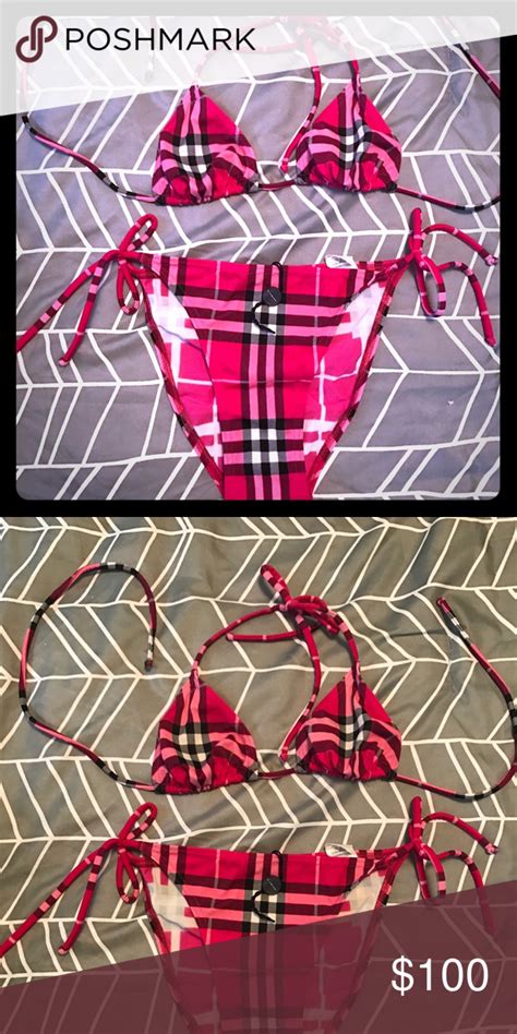 used burberry swimsuit|Burberry plaid bikini.